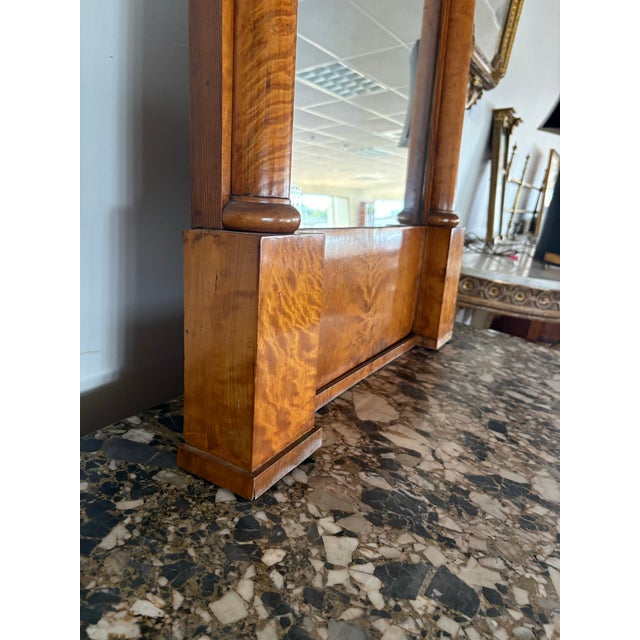 Early 19th Century Early 19th Century Biedermeier Walnut Architectural Mirror For Sale - Image 5 of 7