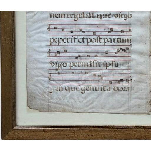 Pair of Monumental 16th Century Illuminated Manuscript Choir Book Pages on Vellum For Sale In Portland, ME - Image 6 of 8