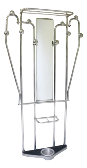 Art Deco Polished Aluminum Coat Rack, 1920