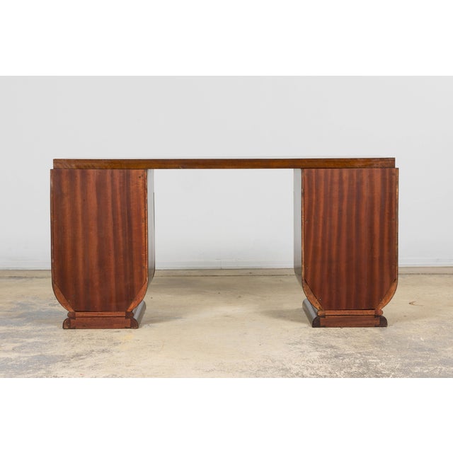 French Art Deco Walnut Burl Pedestal Desk, 1930s For Sale - Image 18 of 18