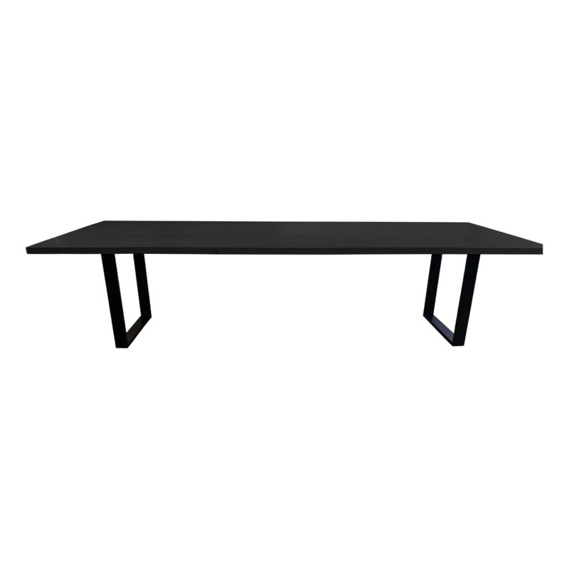 Kuro 84" Solid White Oak Rectangular Dining Table, Black