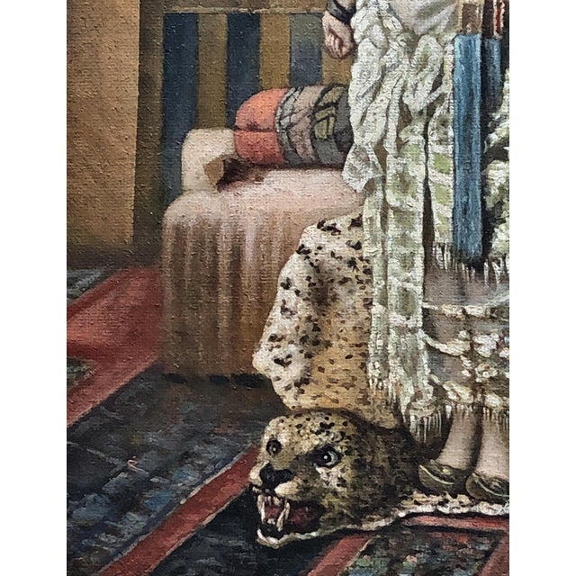 Orientalist School Artist, L'Odalisque, Oil on Canvas, 20th Century For Sale - Image 5 of 10