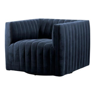 Four Hands Augustine Swivel Chair, Sapphire Navy For Sale