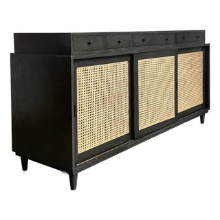 Vintage Noir Hermosa Cane Front Credenza For Sale
