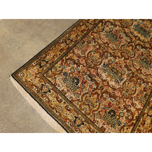 Persian Vintage Hand Knotted Persian Silk Area Rug For Sale - Image 3 of 13