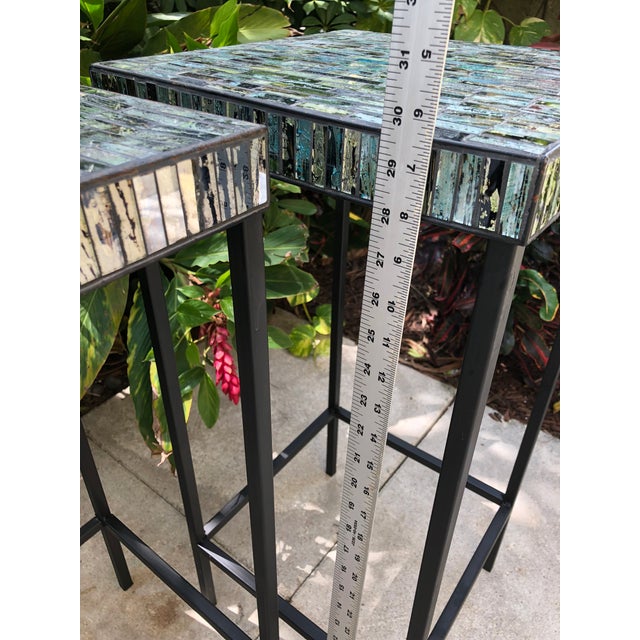 Contemporary Glass Mosaic End Tables a Pair Chairish