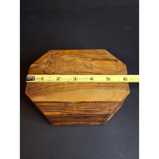 Antique Bezalel Era Olive Wood Etrog Box Carved Jerusalem Holy Places Sukkot 6" For Sale - Image 4 of 18