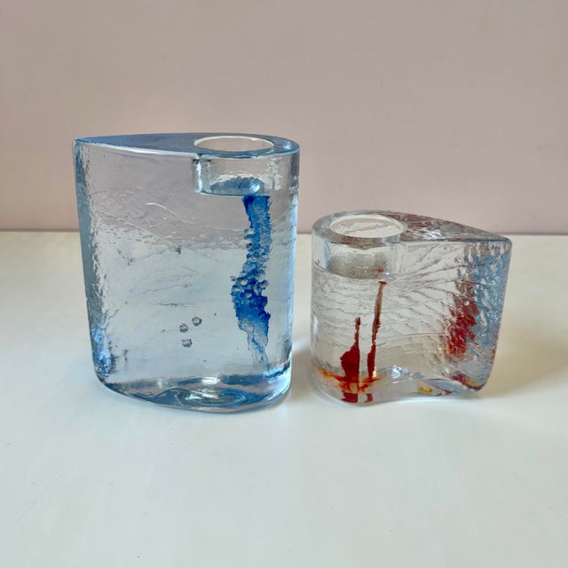 Gorgeous two-piece nesting chunky glass votive candle holder set from Kosta Boda creates an abstract heart shape. Made in...