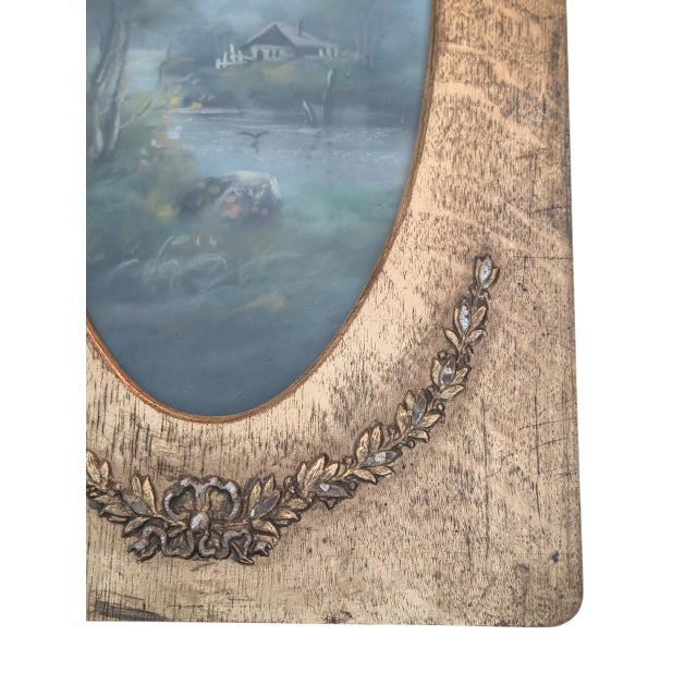 Antique Landscape Painting in Ornate Wood Frame For Sale - Image 10 of 12