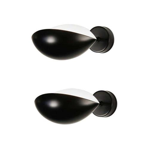 Metal Mid-Century Modern Black Eye Sconce Wall Lamps by Serge Mouille, Set of 2 For Sale - Image 7 of 8