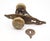 Arts & Crafts style door knob set made of brass with a patina finish. The original mounting screws are not available....