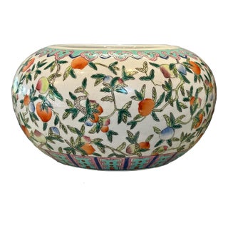 Antique Chinese Famille Rose Peaches Cachepot For Sale