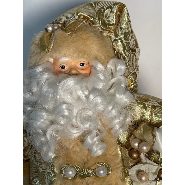Vintage Santa Claus Figure in Gold Brocade With Gifts For Sale - Image 4 of 5