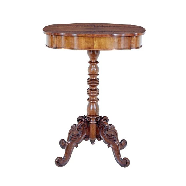 19th Century Carved Flame Mahogany Side Table For Sale - Image 3 of 9