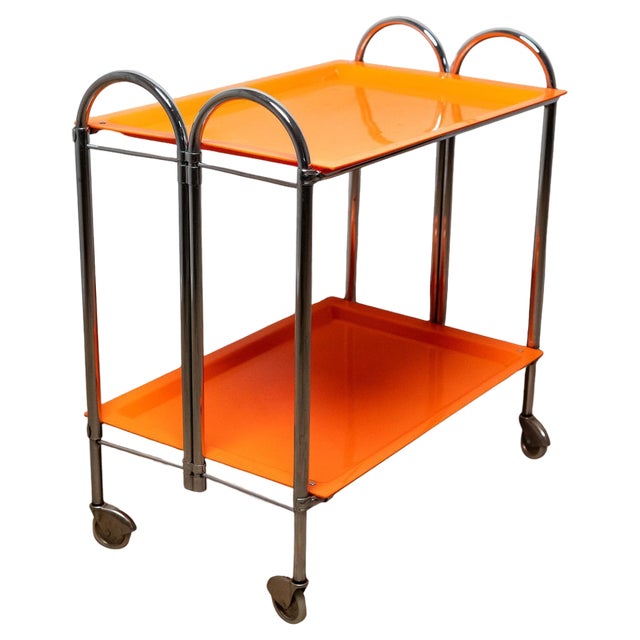 Bar or Food Cart in Plastic and Chrome Metal, 1970s For Sale