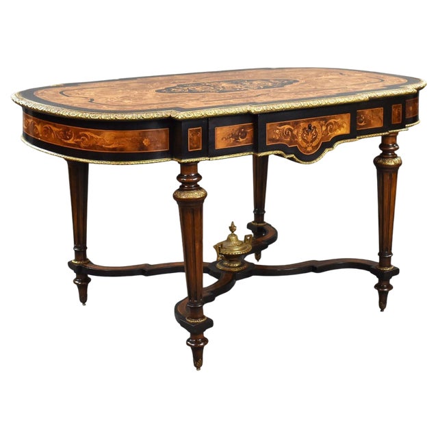 19th Century Marquetry Centre Table, 1860s For Sale