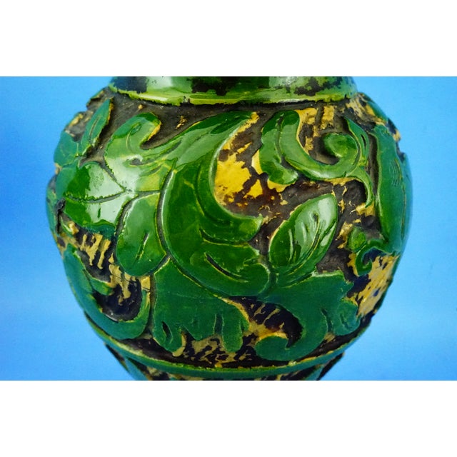 Antique Green Neo-Renaissance Vases in Relief by Vincenzo Corrente, 1890s, Set of 2 For Sale - Image 9 of 18