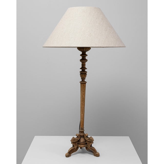19th Century French Carved Oak Table Lamp For Sale - Image 11 of 18