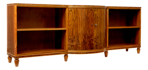 Mid-Century Scandinavian Walnut Shaped Low Open Bookcase, 1950