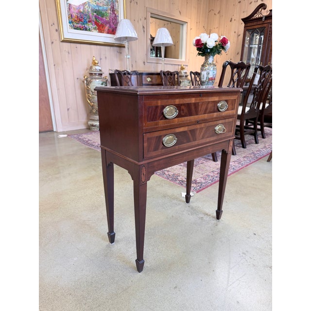 Traditional Late 20th Century Hekman Inlaid Mahogany Flatware Storage Chest on Stand For Sale - Image 3 of 11