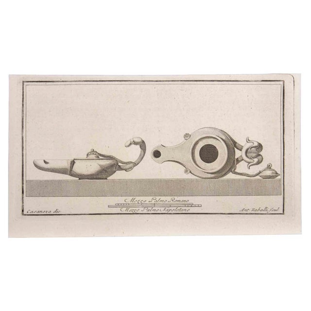 Giovanni Battista Casanova, Oil Lamp, Etching, 18th Century For Sale