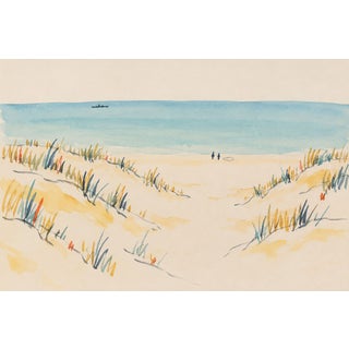 Coastal Beach Art Print – Sand Dunes and Turquoise Sea, 24" X 16" For Sale
