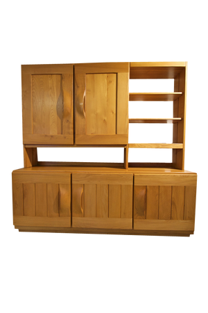 Solid Elm Bookcase from Maison Regain, France, 1960