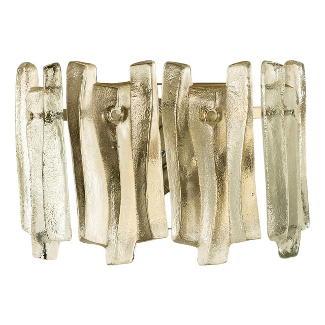 Textured Ice Glass Chrome Wall Lights attributed to J. T. Kalmar for Kalmar, 1970 For Sale