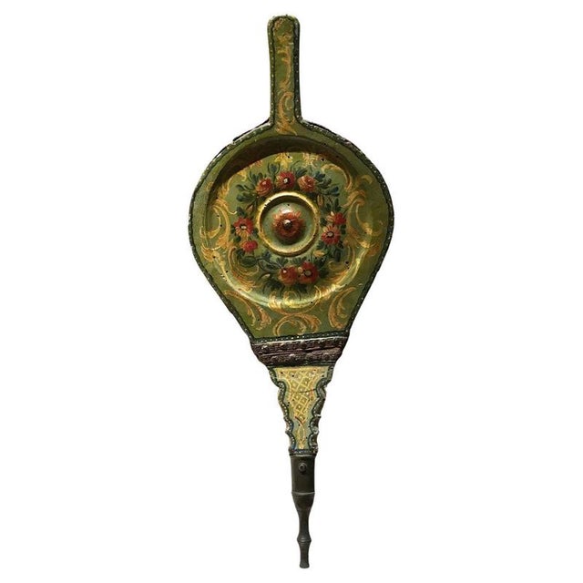 Venezian Green Lacquered Wooden Fireplace Bellows, 1750 For Sale - Image 14 of 14