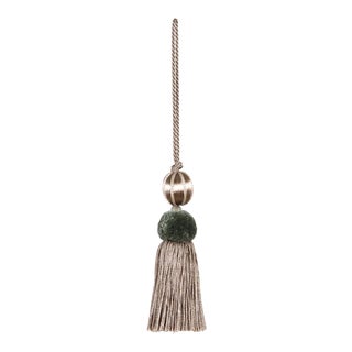 Sage & Taupe Beaded Key Tassel - 4.5" For Sale