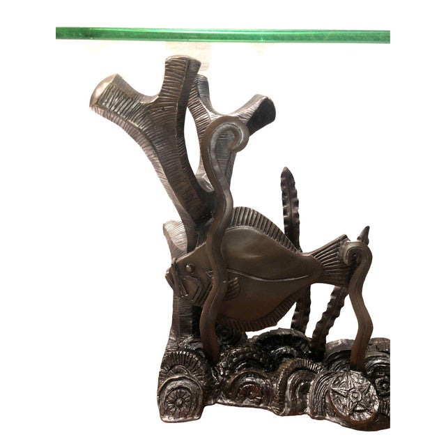 Aquatic Marcel Bouraine "Turbot" Bronze Art Deco Console Table by Phyllis Morris For Sale - Image 10 of 11