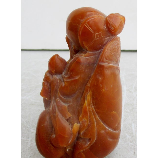 1980s Shoushan Stone Carved Lao Tzu With Peach and Boy. For Sale - Image 5 of 12