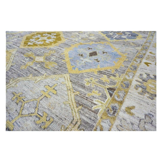 21st Century Turkish Oushak 11x15 Grey, Ivory, Olive & Yellow Handmade Area Rug #1144074 For Sale - Image 11 of 13