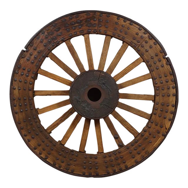 Early 19th Century Antique Chinese Large Country Wagon Wheel For Sale