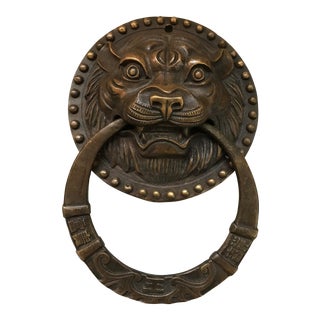 Asian Tiger Brass Door Knocker For Sale