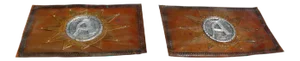 Antique French Hand Hammered Copper Signs - a Pair
