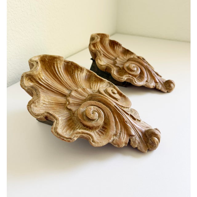Wood Italian Carved Wood Wall Pockets, 1940s - A Pair For Sale - Image 7 of 12