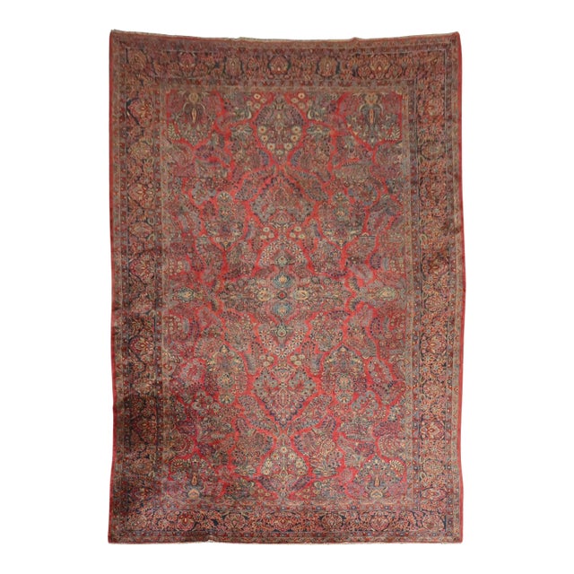 Early 20th Century Zabihi Collection Oversize Jewel Toned Traditional Persian Sarouk Rug - 8'11" x 15' For Sale