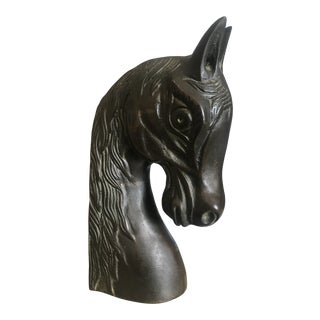 Vintage Equestrian Brass Horse Bookend For Sale