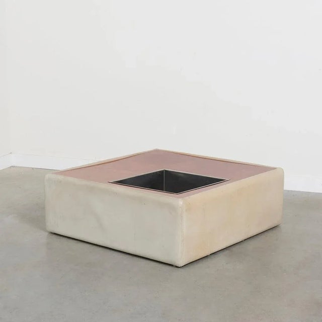 Animal Skin Vintage Leather Coffee Table with Plant Stand, 1970s For Sale - Image 7 of 13