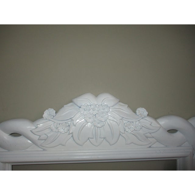 This is a Fabulous! Vintage French Country White Wood Picture Frame Hand Carved with a Wide Loop Design with a Hand Carved...