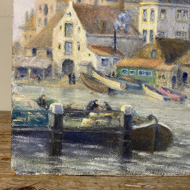 Oyster Gray Antique Oil Painting on Board by H. G. Ontrop (1880-1955) For Sale - Image 8 of 12