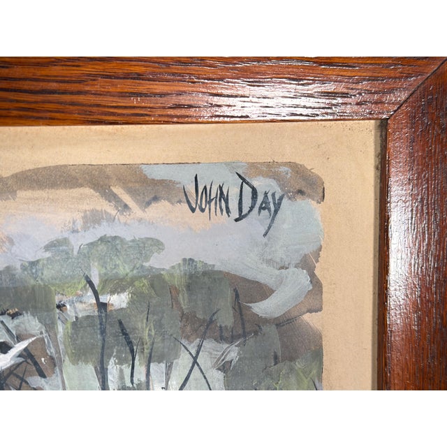 Vintage 1960's John Day "Wickford Shipyard" Rhode Island Harbor Scene Painting For Sale In Providence - Image 6 of 8