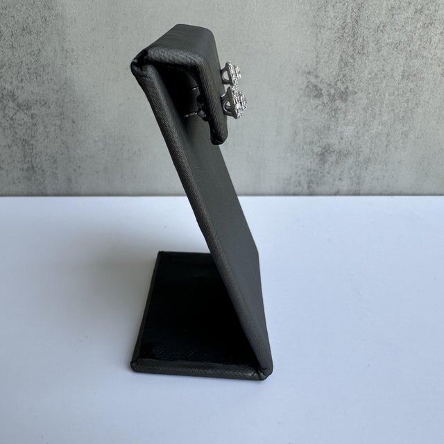 Modern Elegant 14kt White Gold Diamond Halo Stud Earrings, A Pair For Sale - Image 3 of 5