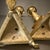 Metal Pair of Brass Mid Century Candlesticks With Triangular Base For Sale - Image 7 of 7