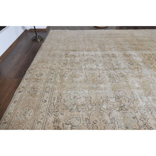 1970s Vintage Persian Handmade Wool Cotton Orange Area Rug For Sale - Image 4 of 11