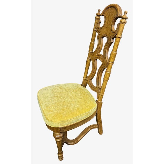 1960s Jim Peed Drexel 1960s Spanish Style Pecan Wood Dining Chairs - Set of 4 For Sale - Image 5 of 8