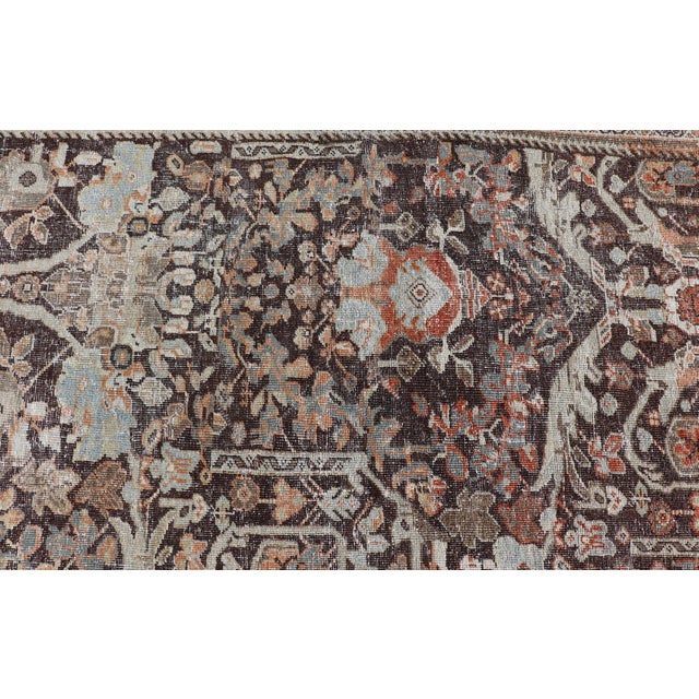 Antique Persian Sultanabad Rug With Warm Brown Field and Allover Vine Design For Sale - Image 15 of 17