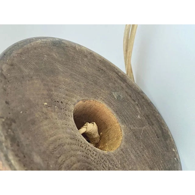 Art Deco Wood Hand Carved Table Lamp, France, 1940s For Sale - Image 3 of 11