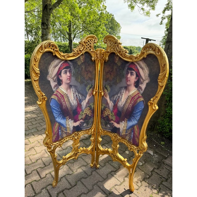 1960 French Louis XVI Gold Beech Folding Screen - 2 Panels For Sale - Image 14 of 14